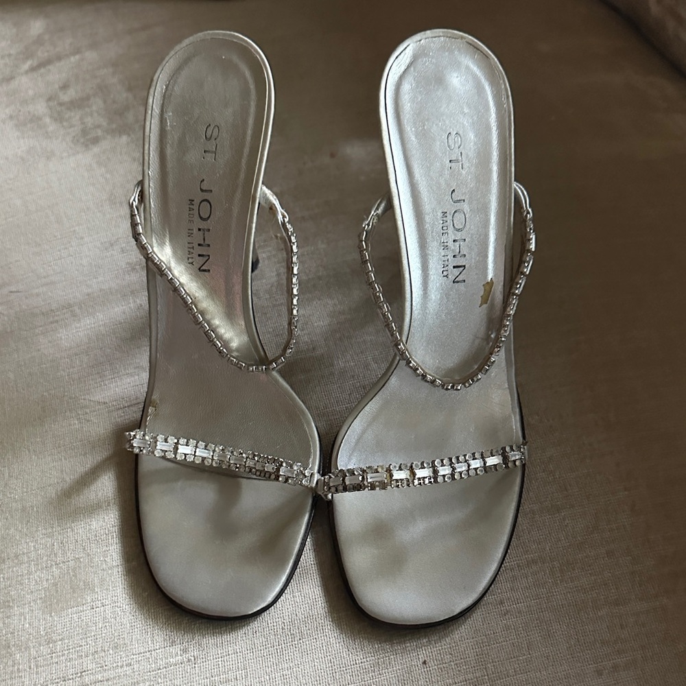 St. John Metallic Silver Heels